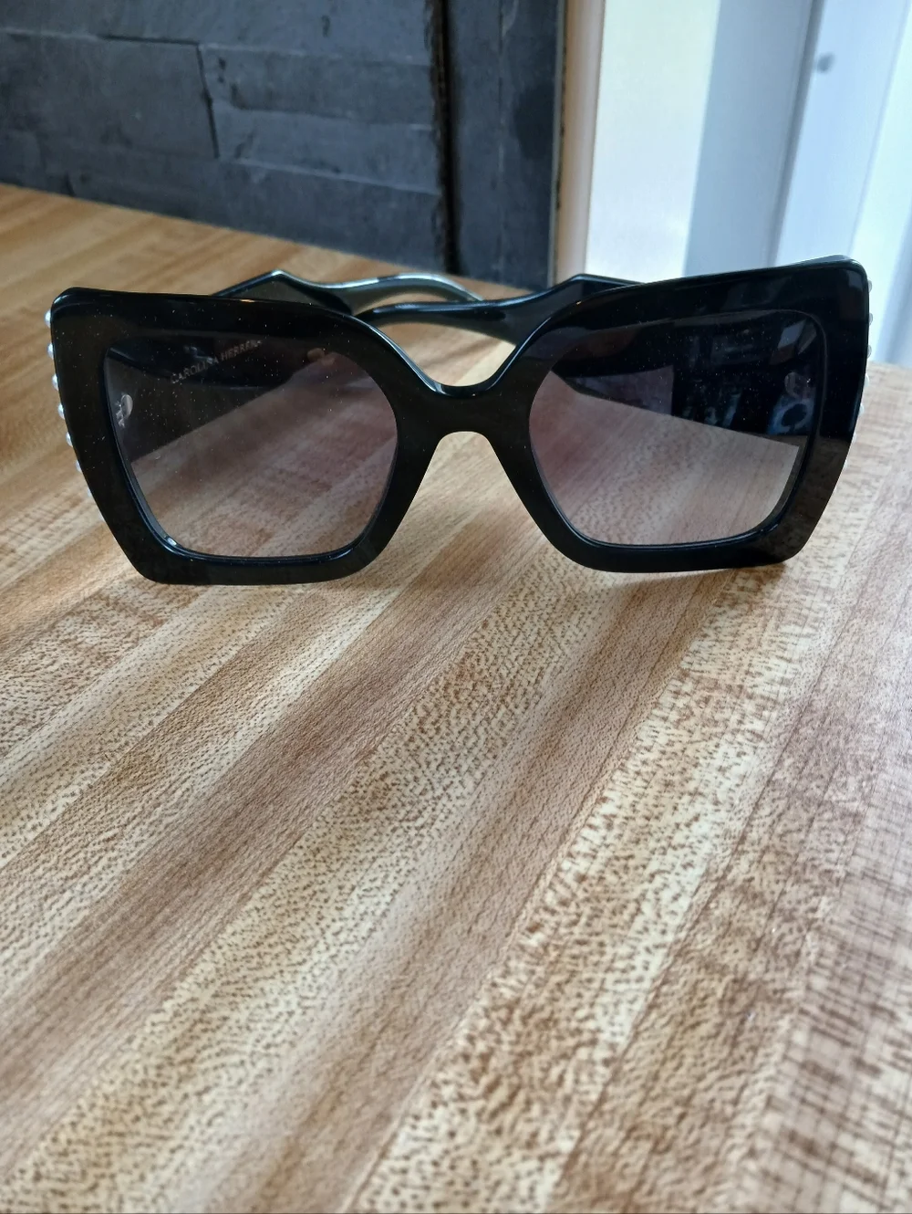 Carolina Herrera Chic Black Sunglasses with Pearl Accents, CH0001/S 8079O - Picture 14 of 16